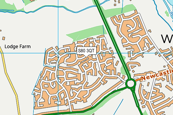 S80 3QT map - OS VectorMap District (Ordnance Survey)