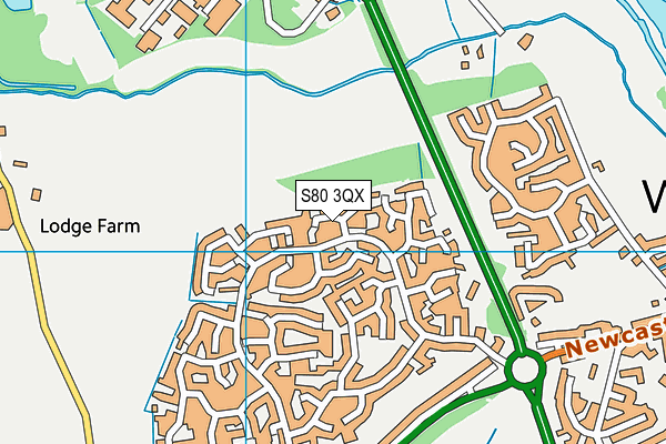 S80 3QX map - OS VectorMap District (Ordnance Survey)