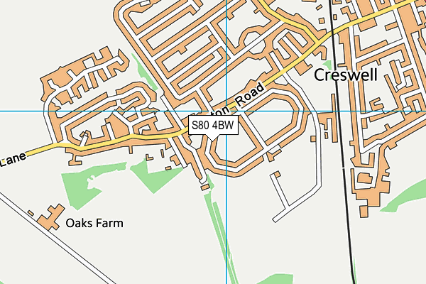 S80 4BW map - OS VectorMap District (Ordnance Survey)
