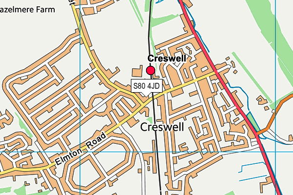 Creswell Junior School map (S80 4JD) - OS VectorMap District (Ordnance Survey)