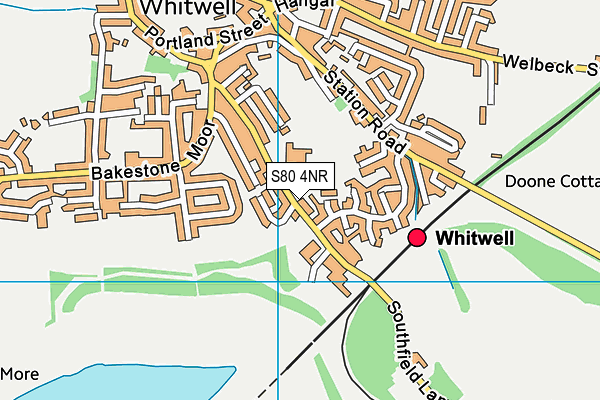 Whitwell Primary School map (S80 4NR) - OS VectorMap District (Ordnance Survey)