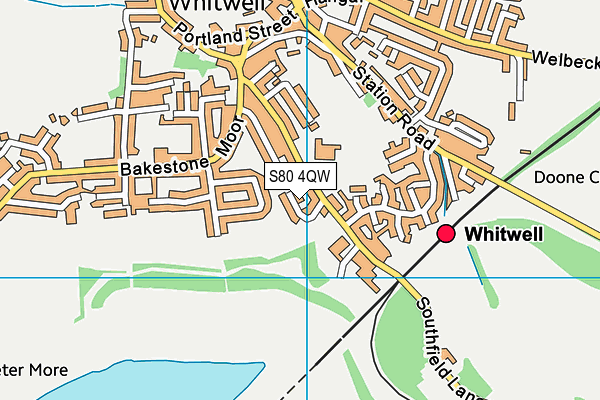 S80 4QW map - OS VectorMap District (Ordnance Survey)