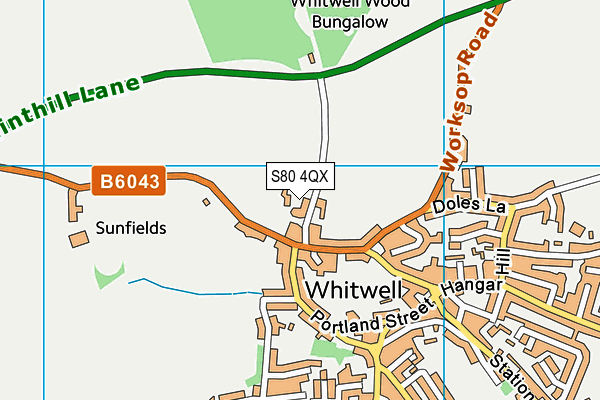 S80 4QX map - OS VectorMap District (Ordnance Survey)