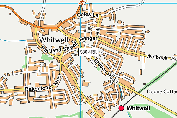 Whitwell Cricket Club map (S80 4RR) - OS VectorMap District (Ordnance Survey)