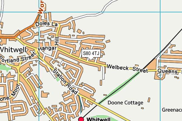 S80 4TJ map - OS VectorMap District (Ordnance Survey)