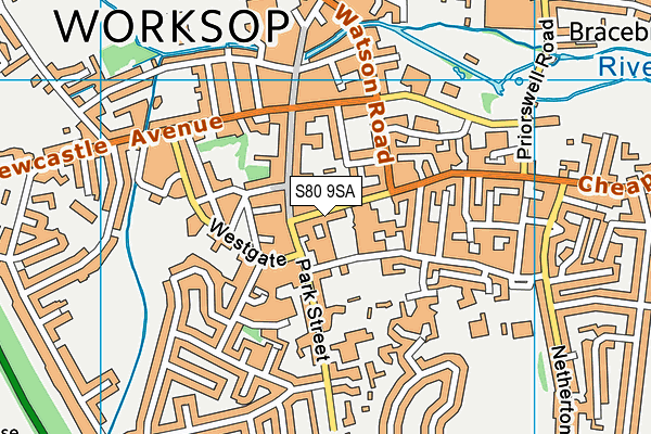 S80 9SA map - OS VectorMap District (Ordnance Survey)