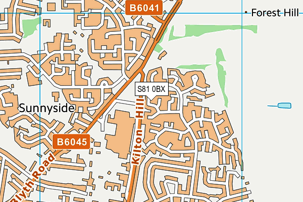 S81 0BX map - OS VectorMap District (Ordnance Survey)