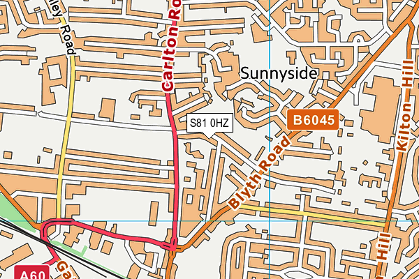 S81 0HZ map - OS VectorMap District (Ordnance Survey)