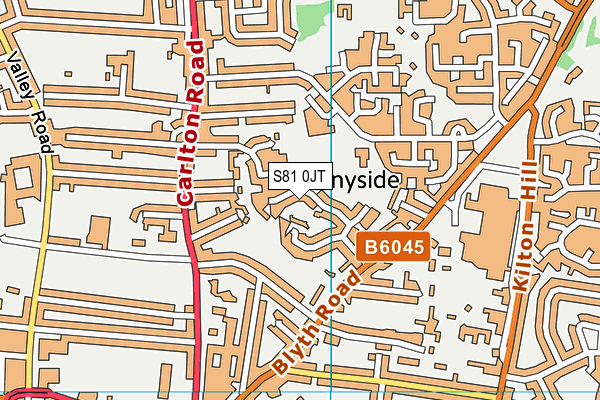 S81 0JT map - OS VectorMap District (Ordnance Survey)