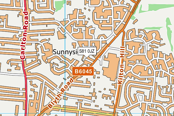 S81 0JZ map - OS VectorMap District (Ordnance Survey)