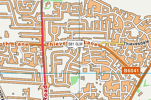 S81 0LW map - OS VectorMap District (Ordnance Survey)