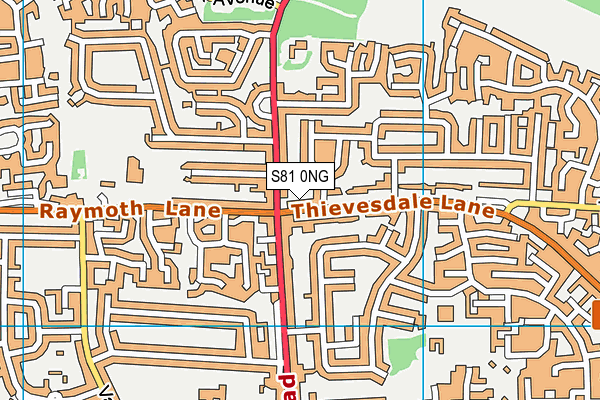 S81 0NG map - OS VectorMap District (Ordnance Survey)