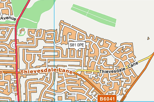 S81 0PE map - OS VectorMap District (Ordnance Survey)