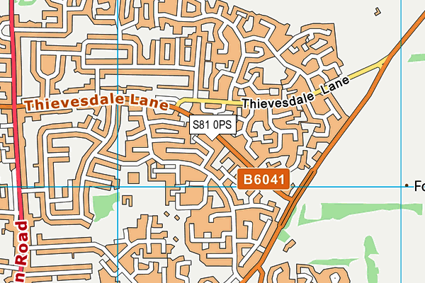 S81 0PS map - OS VectorMap District (Ordnance Survey)