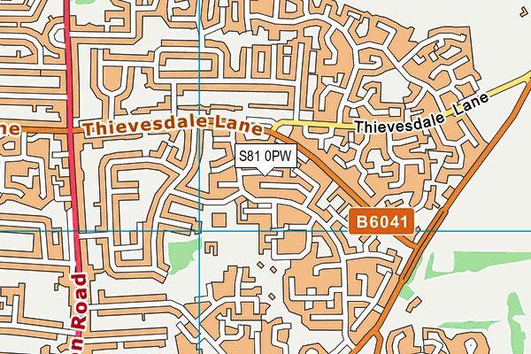 S81 0PW map - OS VectorMap District (Ordnance Survey)