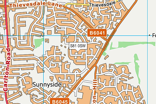 S81 0SW map - OS VectorMap District (Ordnance Survey)