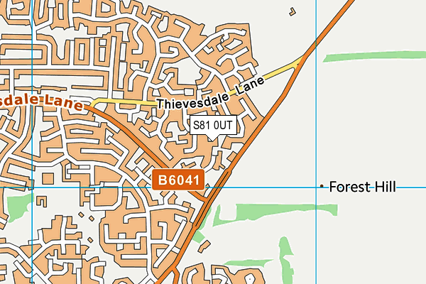 S81 0UT map - OS VectorMap District (Ordnance Survey)