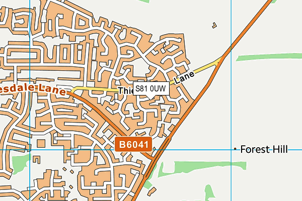 S81 0UW map - OS VectorMap District (Ordnance Survey)