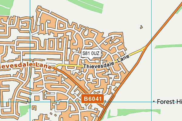 S81 0UZ map - OS VectorMap District (Ordnance Survey)