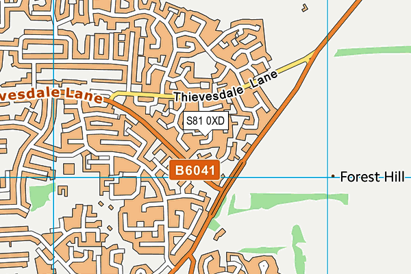 S81 0XD map - OS VectorMap District (Ordnance Survey)