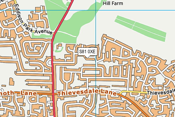 S81 0XE map - OS VectorMap District (Ordnance Survey)