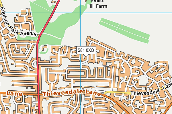 S81 0XQ map - OS VectorMap District (Ordnance Survey)