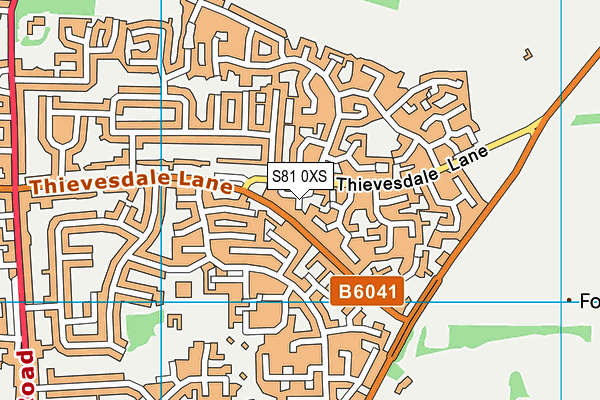S81 0XS map - OS VectorMap District (Ordnance Survey)