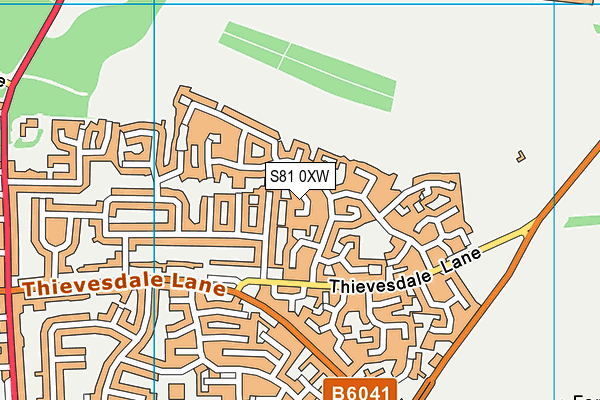 S81 0XW map - OS VectorMap District (Ordnance Survey)