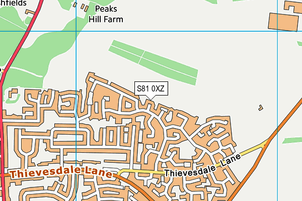 S81 0XZ map - OS VectorMap District (Ordnance Survey)