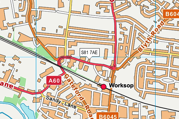 S81 7AE map - OS VectorMap District (Ordnance Survey)