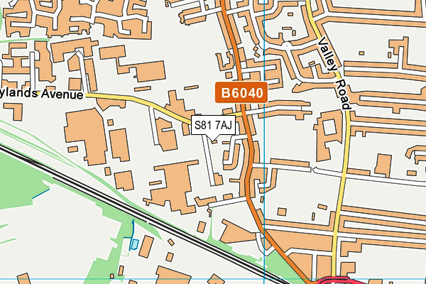 S81 7AJ map - OS VectorMap District (Ordnance Survey)