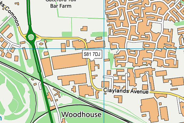 S81 7DJ map - OS VectorMap District (Ordnance Survey)