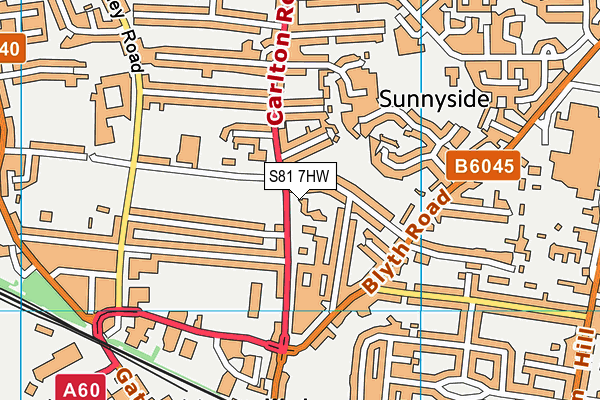 S81 7HW map - OS VectorMap District (Ordnance Survey)