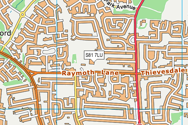 S81 7LU map - OS VectorMap District (Ordnance Survey)