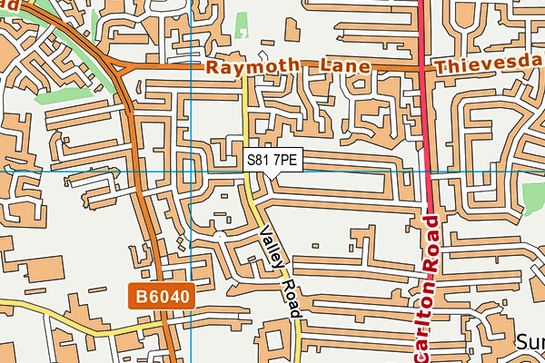 S81 7PE map - OS VectorMap District (Ordnance Survey)