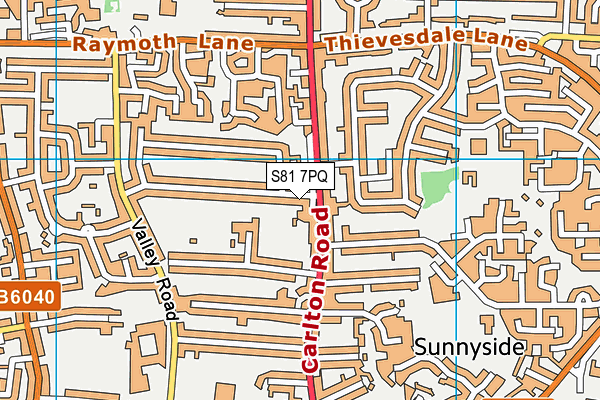 S81 7PQ map - OS VectorMap District (Ordnance Survey)