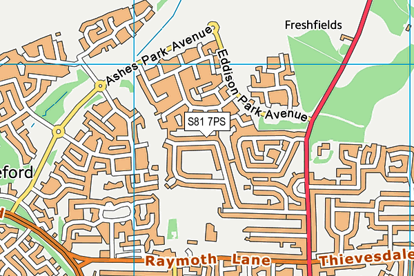 S81 7PS map - OS VectorMap District (Ordnance Survey)