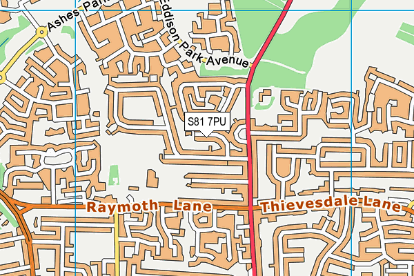 S81 7PU map - OS VectorMap District (Ordnance Survey)
