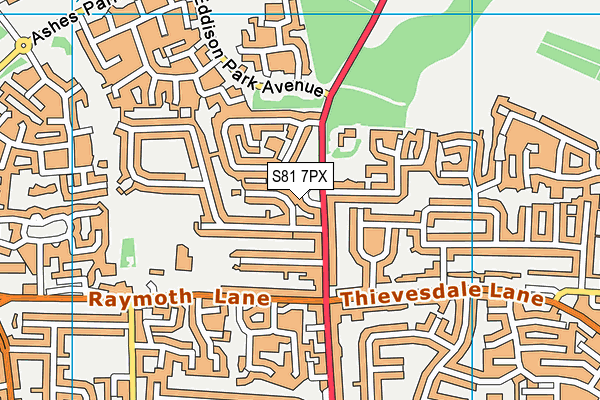 S81 7PX map - OS VectorMap District (Ordnance Survey)