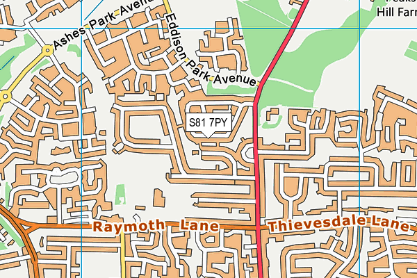S81 7PY map - OS VectorMap District (Ordnance Survey)