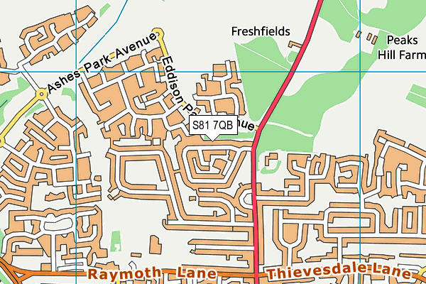 S81 7QB map - OS VectorMap District (Ordnance Survey)