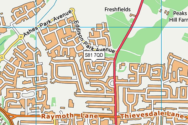S81 7QD map - OS VectorMap District (Ordnance Survey)