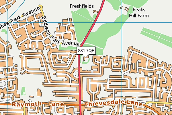 S81 7QF map - OS VectorMap District (Ordnance Survey)