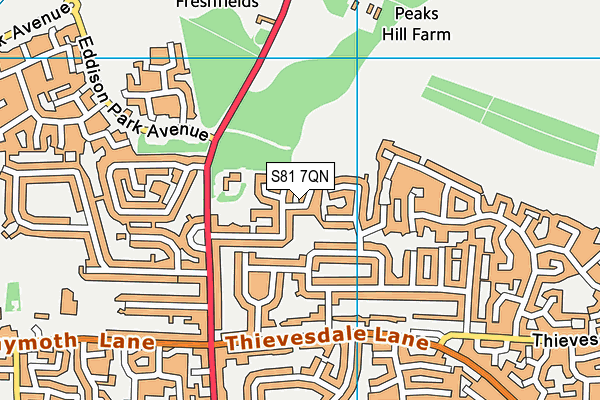 S81 7QN map - OS VectorMap District (Ordnance Survey)