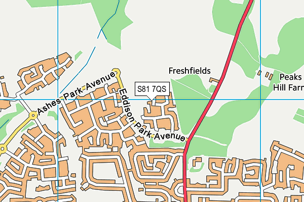 S81 7QS map - OS VectorMap District (Ordnance Survey)