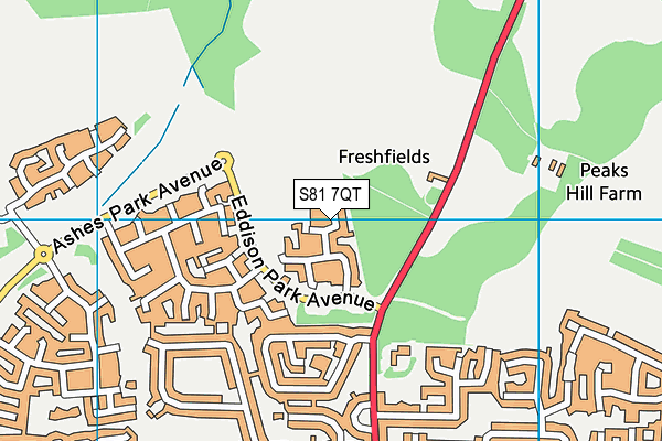 S81 7QT map - OS VectorMap District (Ordnance Survey)