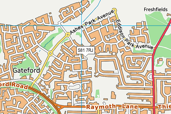 S81 7RJ map - OS VectorMap District (Ordnance Survey)