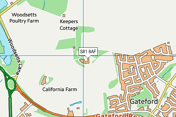 S81 8AF map - OS VectorMap District (Ordnance Survey)