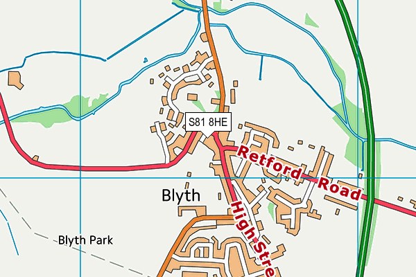 S81 8HE map - OS VectorMap District (Ordnance Survey)