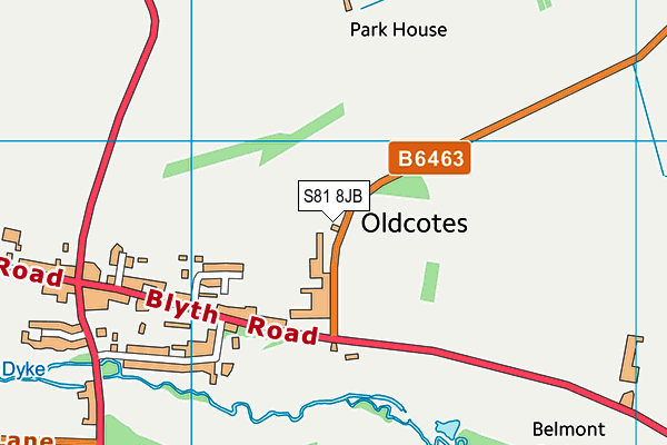 S81 8JB map - OS VectorMap District (Ordnance Survey)